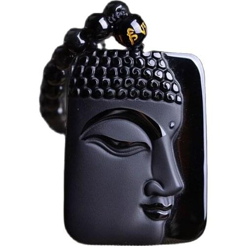 Obsidian Stone Buddha fashion crystal pendant necklace pendant and exquisite gift head