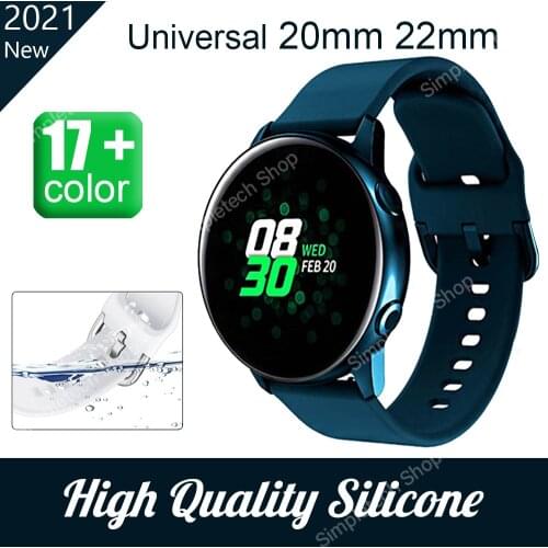 20mm 22mm Silicone Strap For Samsung Galaxy watch 46 42mm Gear S3 Active 2 for Garmin vivoactive3 music watch strap Amazfit band