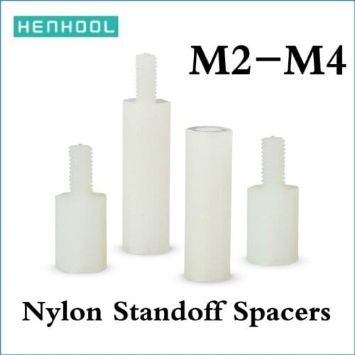 Thread white Spacing Screw Plastic For PCB Motherboard Fixed Nylon Standoff Spacer Pillar M2/M2.5/M3/M4 *L+6mmHENHOOL