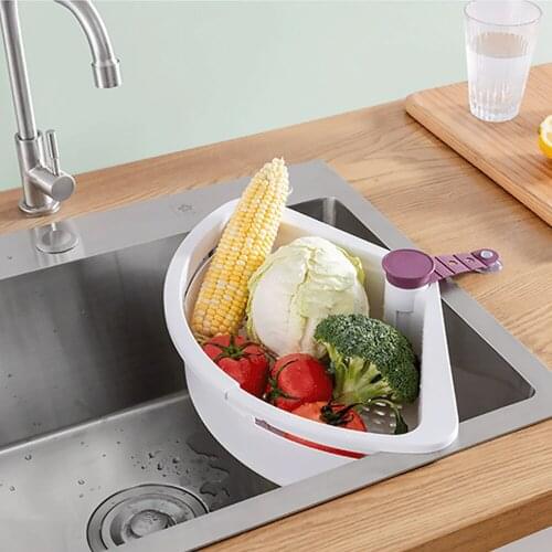 Rotary Telescopic Drain Basket Triangular Sink Strainer Suction Cup Basket