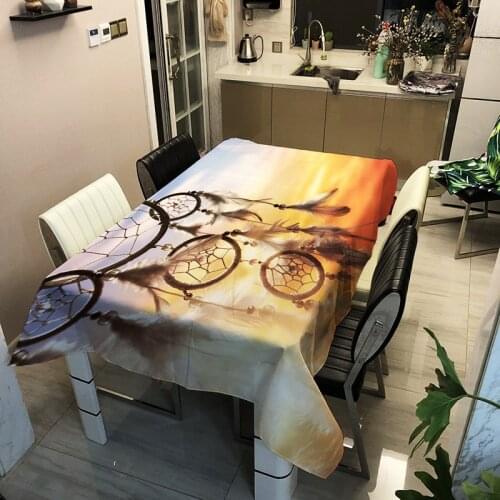 Feather Tablecloth Kitchen Table Decorative Waterproof Oilproof Rectangular Table Tea Table Cloth For Wedding Birthday Bohemian
