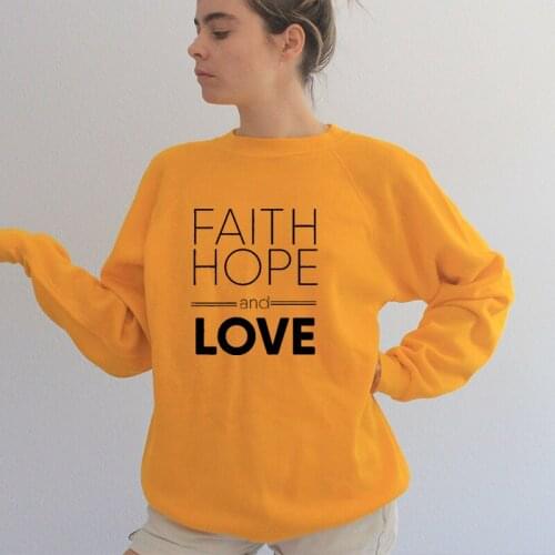 Skuggnas New Arrival Faith Hope and Love Sweatshirt Long Sleeved Fashion Tumblr Jumper Faith Jesus Harajuku Casual Tops