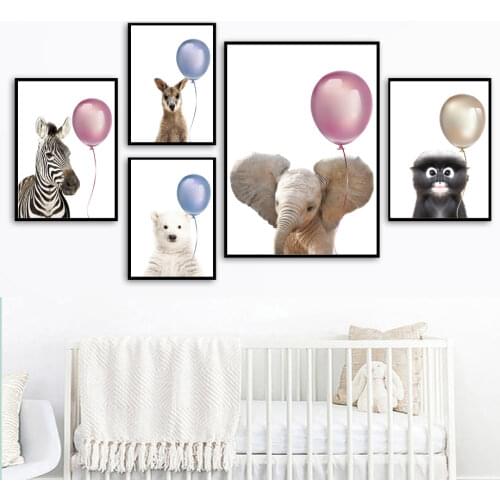 Elephant Zebra Rabbit Koala Leopard Nursery Wall Art Canvas Painting Nordic Posters And Prints Wall Pictures For Kids Room Decor
