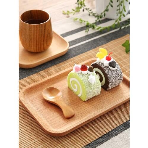 Dim sum plate, rectangular tableware tray, tea plate, creative Japanese household plate, wooden dish plate, dinner plate
