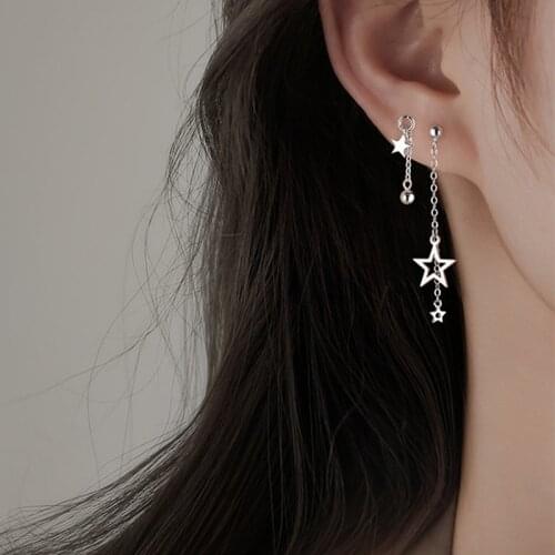 Korean Simple Asymmetric Stars Tassel Earrings For Women Charm Delicate Jewelry New Fashion Party Wedding Accessories Gift
