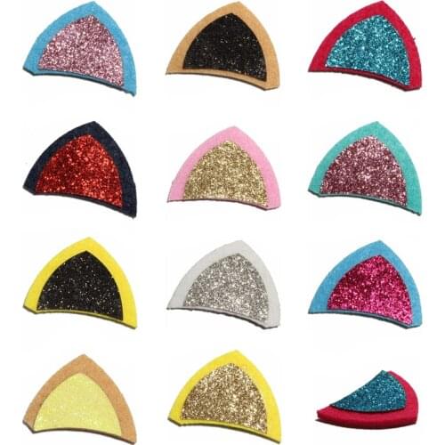 10PCS Newborn Cute Cat Ears Appliques for Kids Hair Clips Fashion Glitter Nonwovens Felt Patches for Girls Hair Accessories