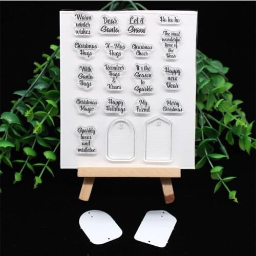 ZFPARTY Cute Merry Christmas Gift Tags Stamp and Cutting for DIY Scrapbooking/photo album Decorative Embossing DIY Paper Cards