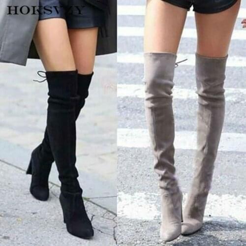 HOKSVZY Woman Knee High Boots Over-the-knee Boots Tight Boots Suede Long Top Sale Price High Quality Womens .HYKL-9527