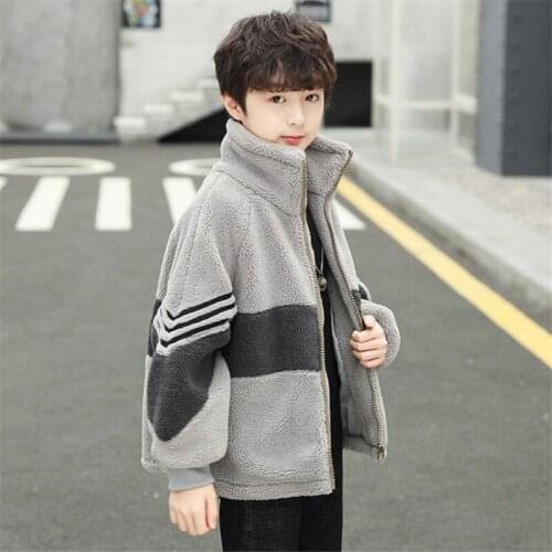 Winter Children Clothes Boys Plush Thickened Warm Coats Cotton-padded Lamb Wool Jackets Kids Teenagers Overcoats Tops Clothing