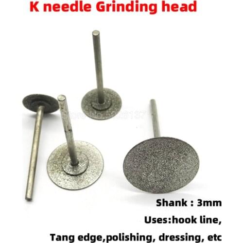1Pcs K Needle Jade Carving Thallium Hook Diamond Grinding Head Engraving Machine Grinders Accessories Super-thin Bit Mounted