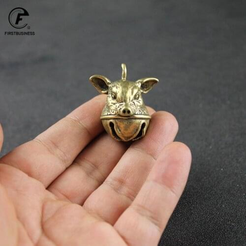 1Pcs Brass Copper Cute Little Pig Good Luck Tinkle Bell Charm for Bracelet & Anklet Jewelry Accessory Making & Pendant for Pet