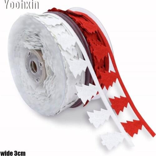 2.5CM Wide Fashion red white lace fabric trim ribbon cord DIY sewing applique Christmas tree gift decor