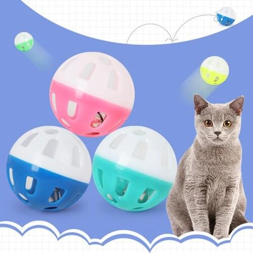2 Pcs Interactive Cat Ball Toy Plastic Hollow-Out Cat Teasing Toy Ball Creative Pet Kitten Play Scratch Balls With Small Bell