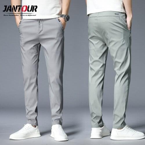 2021 Summer Mens Thin Cotton Casual Pants Korean Casual Slim Fit Pant For Men Fashion Black Gray ArmyGreen Trousers Male 28-38