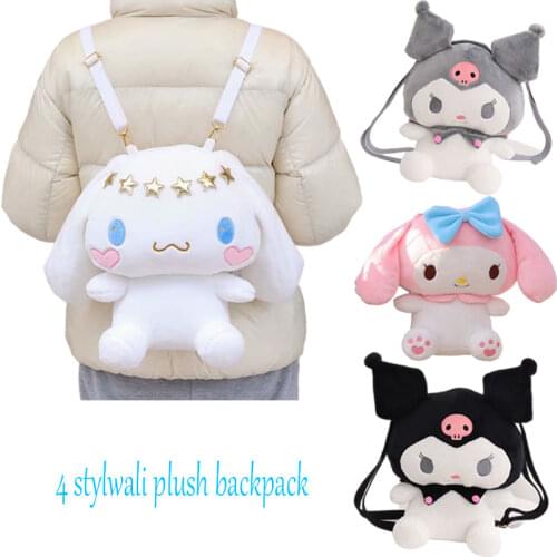4 Styles 40Cm Kuromi My Melody Cinnamoroll babyCinnamoroll Cartoon Rucksacks Kawali Soft Plush Anime Cute Fluffy backpack