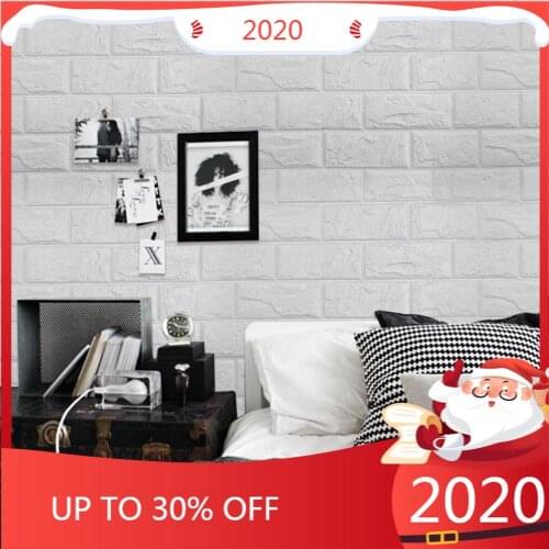 3D Wallpaper DIY Sticker Waterproof Stickers Wall Papers Home decor Kids Room 3D Self-Adhesive Wallpaper Brick 10pcs