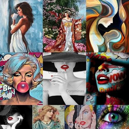 3D Diy Round Diamond Painting Cross Stitch Inlaid Diamond Embroidery Full Drill Sexy Woman Beauty Mosaic Rhinestones Home Decor