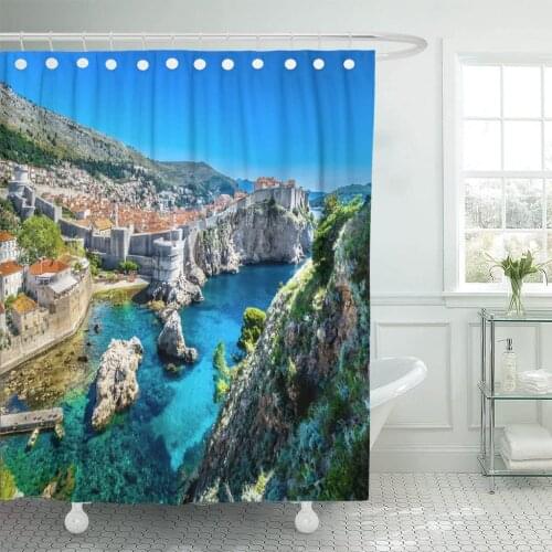 Aerial Panoramic View at Famous European Travel Destination Dubrovnik Shower Curtain Waterproof Polyester Fabric 72 x 72 Inches