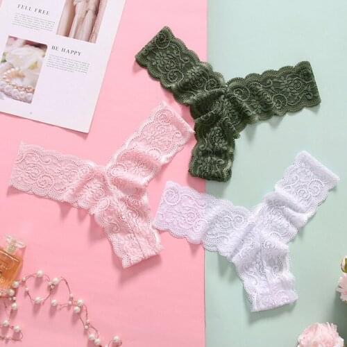 BANNIROU 3pcs Sexy Panties For Woman Lace Thongs Underwear For Women Female T-back Sexy G-string Underpants Ladies Intimates