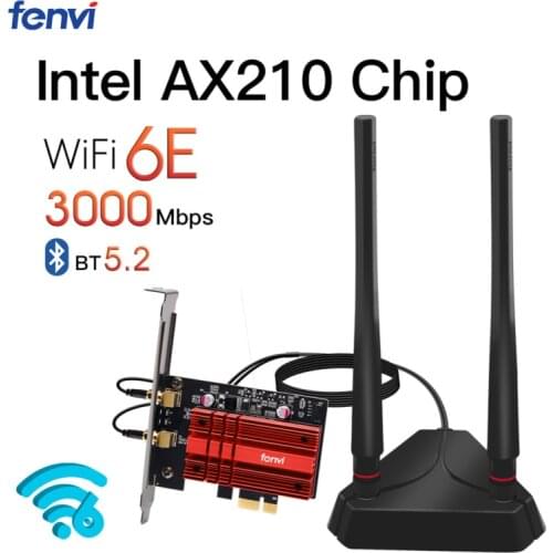 Fenvi Intel AX210 wifi 6E Wireless Adapter Bluetooth 5.2 Desktop 3000Mbps AX200NGW Pcie Network Card 802.11ax 2.4G/5G MU-MIMO