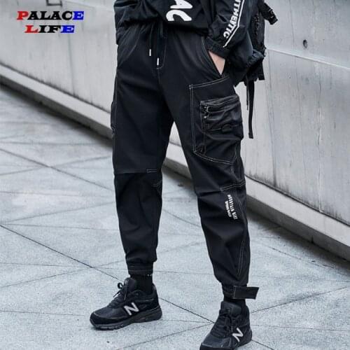 Mens Cargo Pants Men Fashion Harajuku Streetwear Men Pants Black Joggers Sweatpant Multi-Pocket Casual Harem Pants