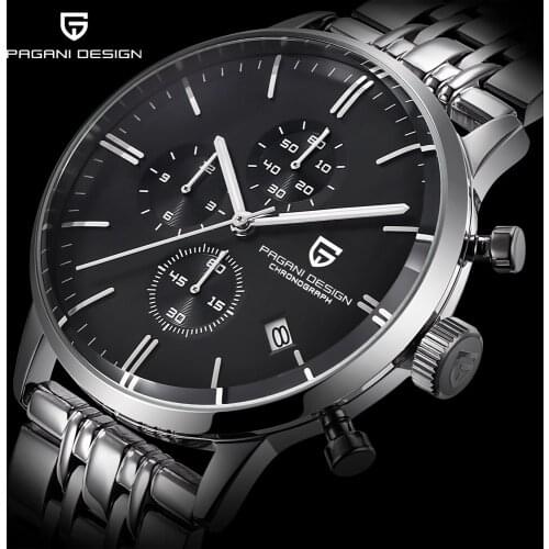 PAGANI DESIGN Mens Watches Top Brand Luxury Waterproof 30M Genuine Leather Japanese VK67 Movement Quartz Watch Relogio Masculino