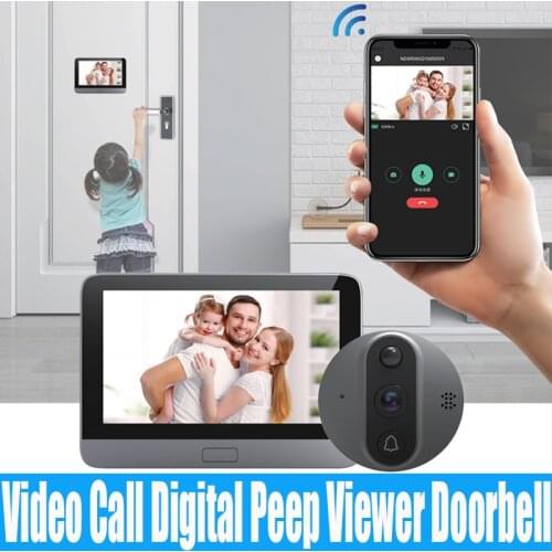 Digital WiFi Video Call Visual Night Vision Motion Detection Peep Viewer Wireless Doorbell Home 24h Security Camera with App
