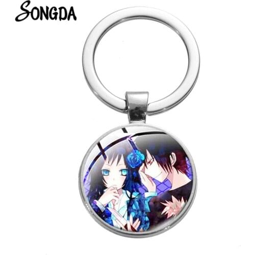 DuRaRaRa!! Anime Key Chain for Women Celty Sturluson Sonohara Anri Ryugamine Mikado Glass Dome Keychain Valentines Day Gifts