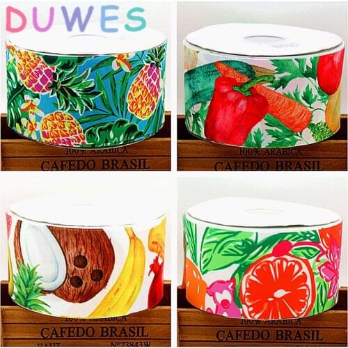 DUWES 3'' Free shipping banana vegetable pineapple printed grosgrain ribbon Accessory hairbow headwear DIY decoration 75mm D777