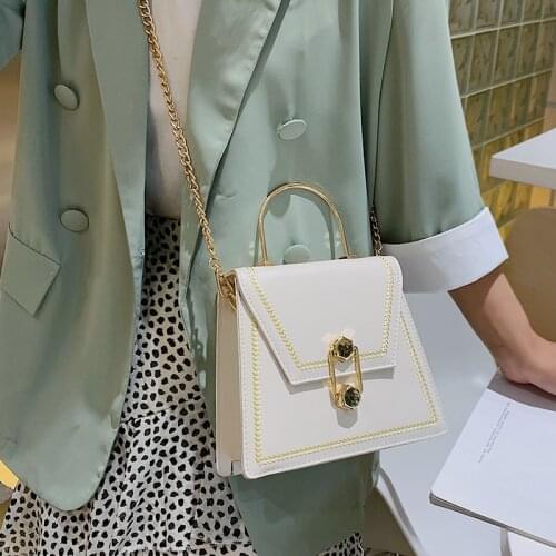 Elegant Female Metal Ring Tote Bag 2021 Fashion New Quality PU Leather Womens Designer Handbag Chain Shoulder Messenger Bag