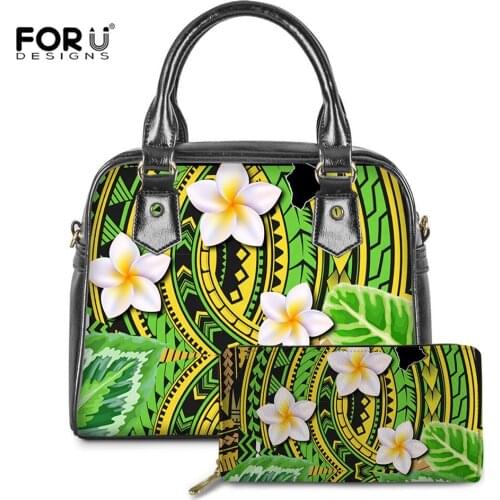 FORUDESIGNS Polynesian Traditional Tribal Flower Pattern Women Handbags Casual Pu Leather Ladies Tote Shoulder Bags Woman Bolsas
