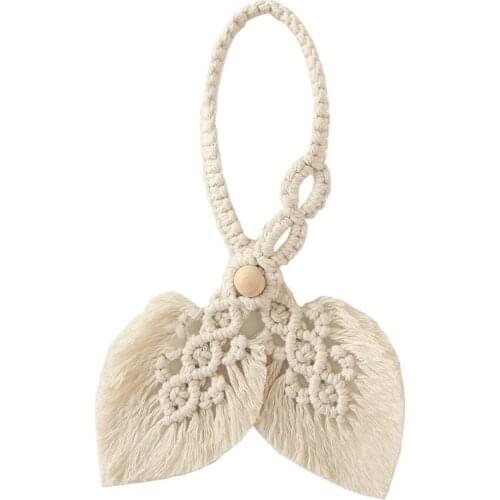 H051 Leaf Tassel Macrame Curtain Tieback Hand-Woven Cotton Rope Curtain Tie Back Holder Drapery Holdback Bohemian Home