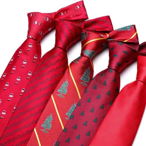 Hi-tie Red Christmas Mens Tie Luxury Silk Stripe Necktie Hanky Cufflinks Set Ties Formal Wedding Dress Gifts for Men