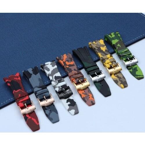 Top Quality Camouflage Silicone Rubber Watchband For Audemars for Piguet Strap 27mm Watch Band Men Bracelet Pin buckle