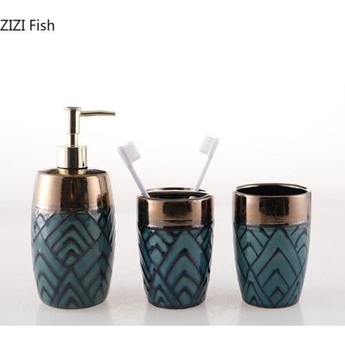 Northern Europe Ceramic Wash Kit Toothbrush Holder Soap Dispenser and Mouthwash Cup Set Creativity Home Bathroom Accessories Set