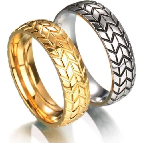 CAXYBB Tire ring Rivet Ring Vintage Jewelry Punk Rock Stainless Steel Mens Jewelry Party Jewelry