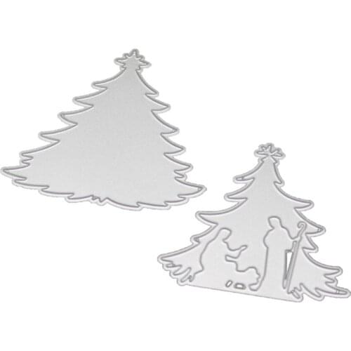 People Background Christmas Tree Metal Cut Dies Stencils for Scrapbooking Stamp/Photo Album Decorative Embossing DIY Paper Cards