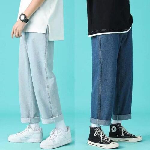 Men Streetwear Blue Jeans 2021 Women Black Jeans Korean Fashions Harem Pants Male Denim Pants OverSize Baggy Homme Cargo Pants