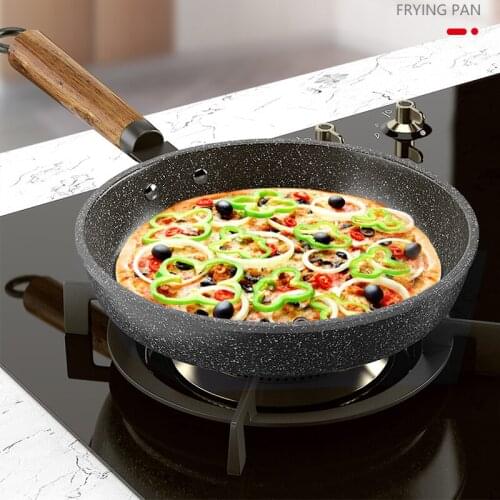 New Arrival Non-stick Chinese Pot Wok Maifan Stone Frying Pan with Lid Household Kitchen Cookware Without Oil Smoke Uncoated