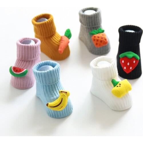 New Autumn Winter Socks for Children Baby Boys Girls Socks Cartoon Fruit Newborn Socks Anti Slip Floor Socks Cotton Baby Socks