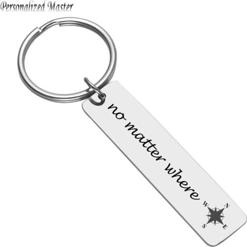 Personalized Master Engraved"no matter where" Keychain Custom Text Keychains Engraving Message Couple Family Keyring Key Chains