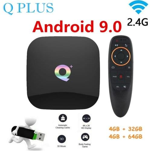 Q Plus Android 9.0 Smart IP TV Box 4GB RAM 32GB/64GB ROM Quad Core H.265 USB3.0 2.4G WiFi Set Top Box 6K TV BOX Media Player