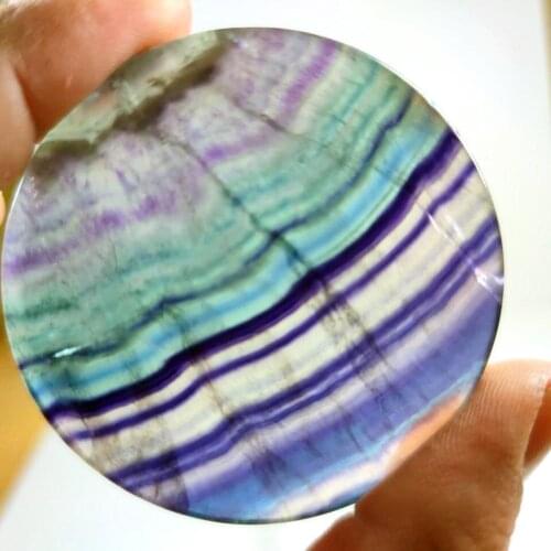 Rare natural colored fluorite polished crystal slices heal Stone Disc+stand