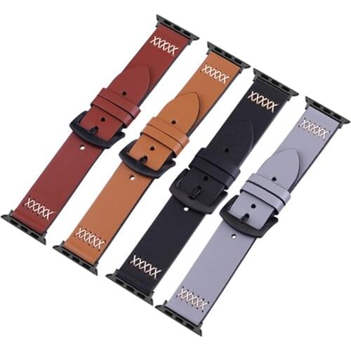 Genuine Leather Band Loop Strap For Apple Watch 4 3 2 1 38mm 40mm Women Men Leather Watch Band for iwatch 5 44mm 42mm Bracelet