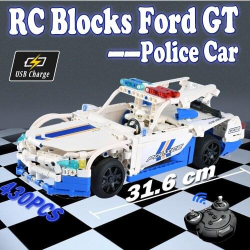RC ford GT car unassembled Model Building Blocks toy Police Remote Control cars Toys For Children boys diy
