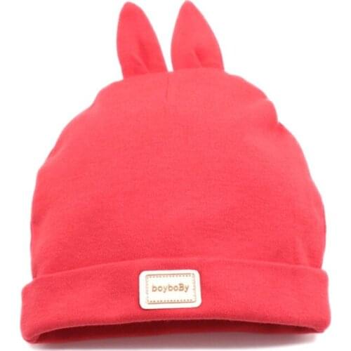 28EC Baby Soft Cotton Tire Hat Newborn Infant Solid Color Warm Cute Cartoon Ears Beanie for Toddler Boys Girls