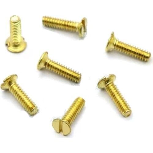 M1.6x 3/6mm Slotted Screws Brass Slot Flat head Screw Countersunk Machine Bolts 100Pcs