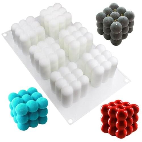 6 Rubik Cube Shape Silicone Soap Molds Bakeware Cake Decorating Tools Pudding Jelly Chocolate Fondant Mould Ball Biscuit Baking
