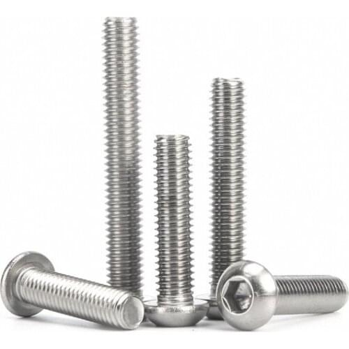 Button Head Screw Hex Socket Cap Screw Round Pan Machine Metric Thread Mushroom Hexagon Bolts 304 Stainless Steel M5 M6 M8