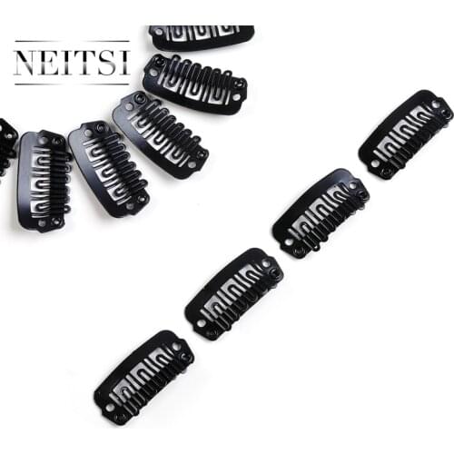 Neitsi 2.3 cm U Shape Clips 100pcs/pack 5 Color Stainless Steel Hair Snap Clips for Feather Clip In Hair Extensions Wigs Weft